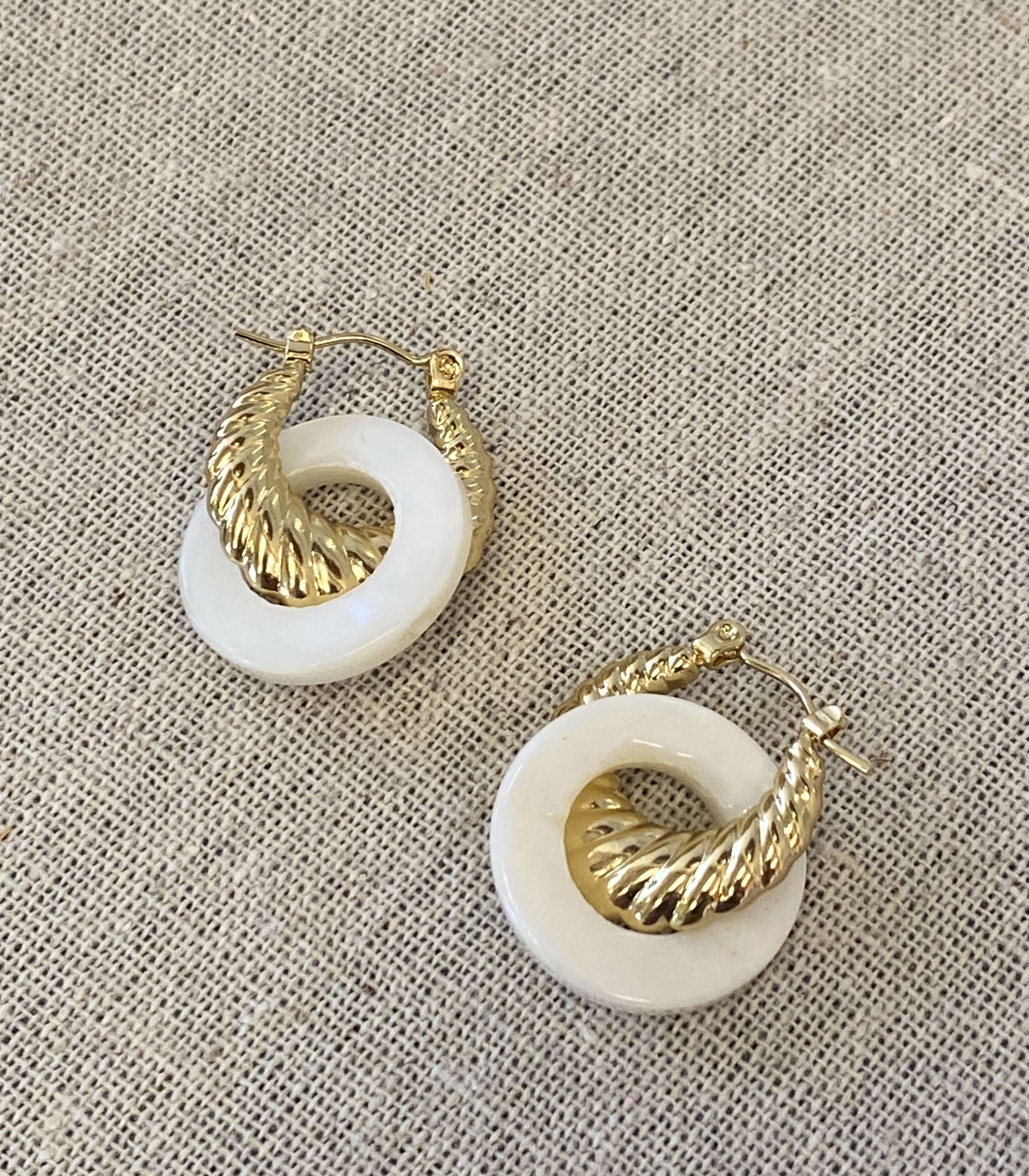 Handmade Brass Spiral Shell Hoop Earrings