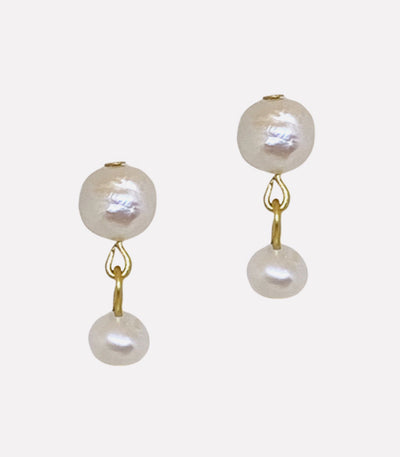 Laya Dainty Pearl Drop Earrings- Arete