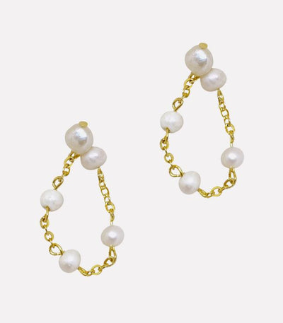 Malaya Two-Way Dangling Pearl Earrings - Arete