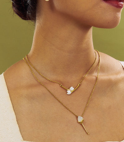 Jasmine Bud Necklace in Mother of Pearl - Lily Jewelry