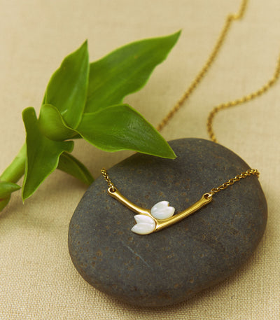 Jasmine Twin Necklace in Mother of Pearl - Lily Jewelry