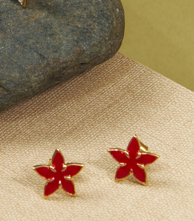 Santan Stud Earrings in Red - Lily Jewelry