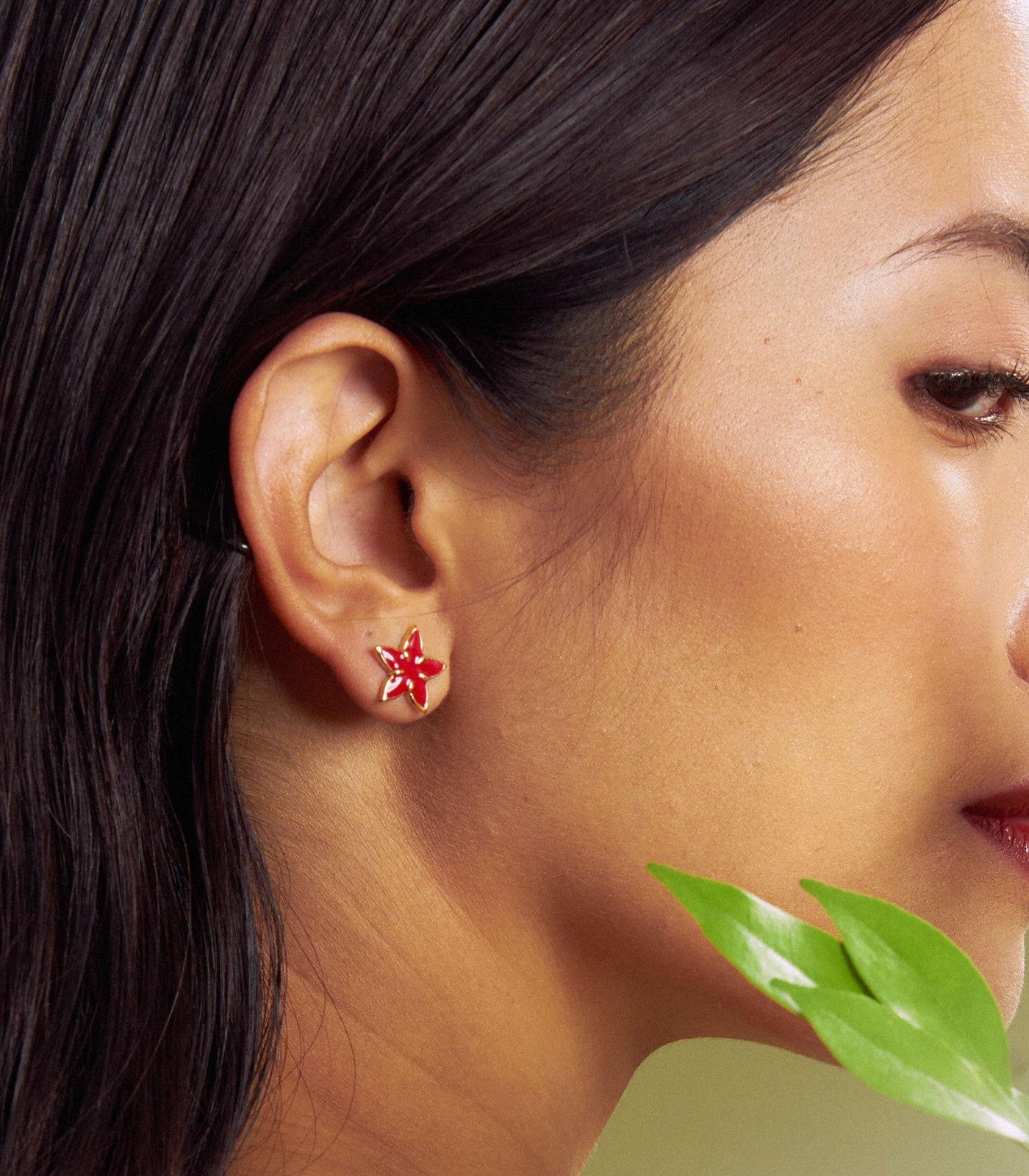 Santan Stud Earrings in Red - Lily Jewelry