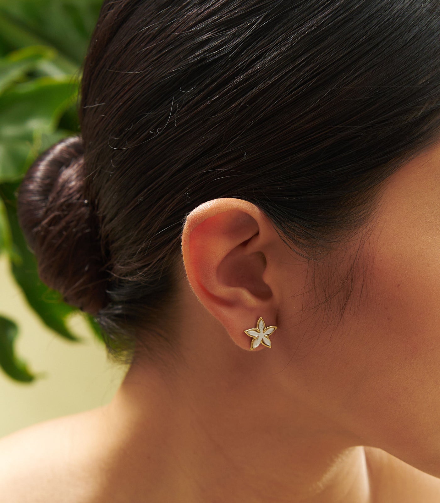 Santan Stud Earrings in White - Lily Jewelry