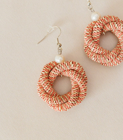 Agsam Woven Loop Earrings in Blush Pink - Punique