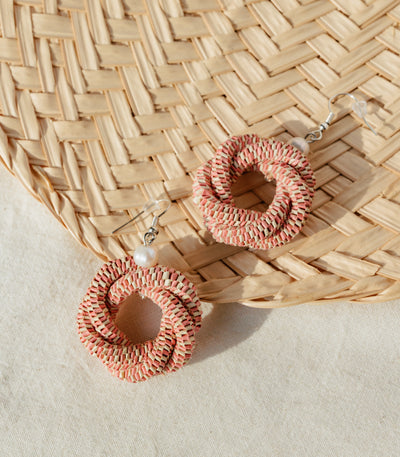 Agsam Woven Loop Earrings in Blush Pink