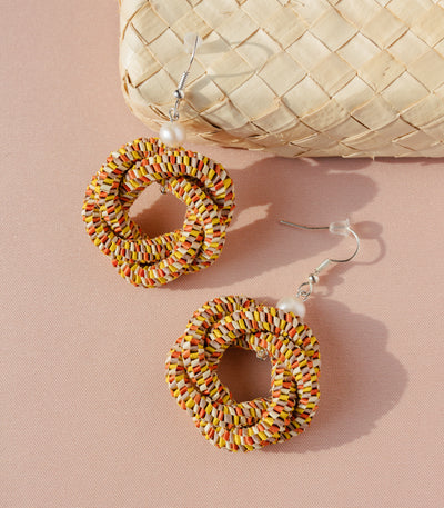 Agsam Woven Loop Earrings in Honey Yellow - Punique