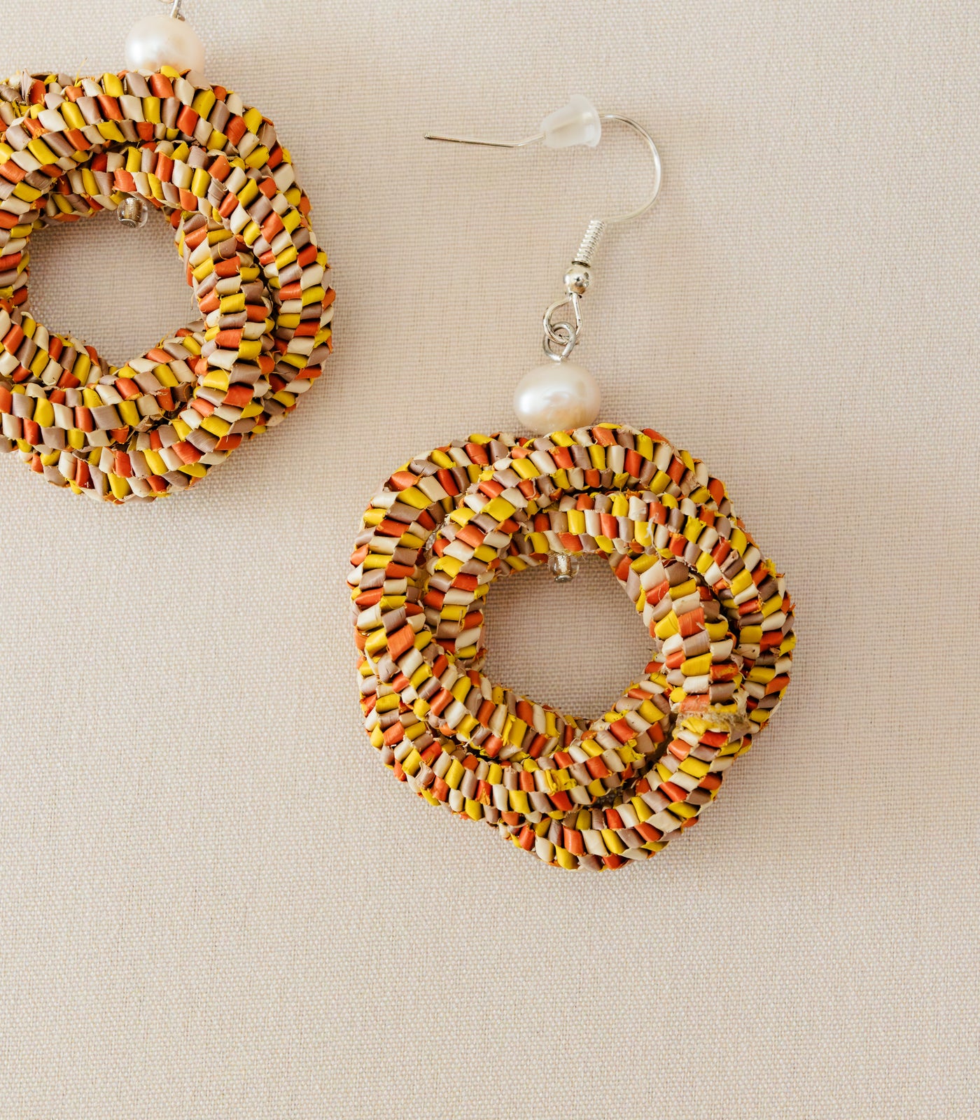 Agsam Woven Loop Earrings in Honey Yellow - Punique