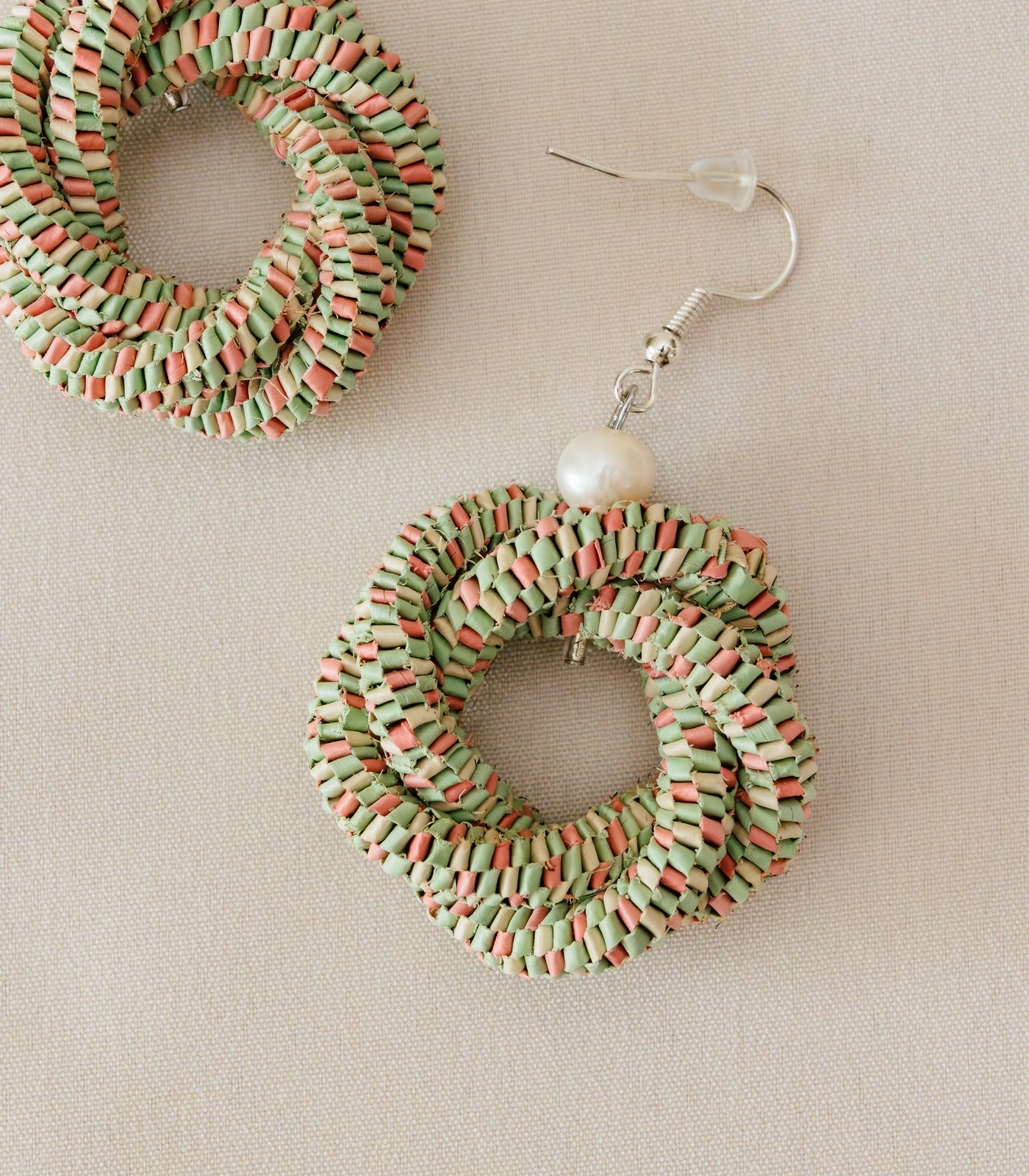 Agsam Woven Loop Earrings in Sunkissed Green - Punique